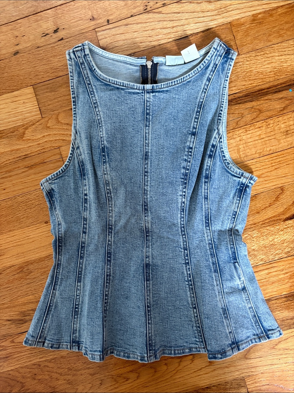 Levi's Light Blue Denim Peplum Tank Top